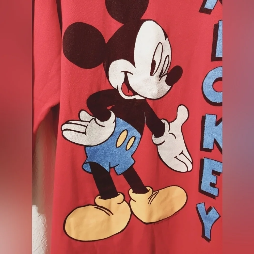 3X25 Vintage SEARS Mickey Red Long Sleeve night gown Size L - Picture 2 of 10